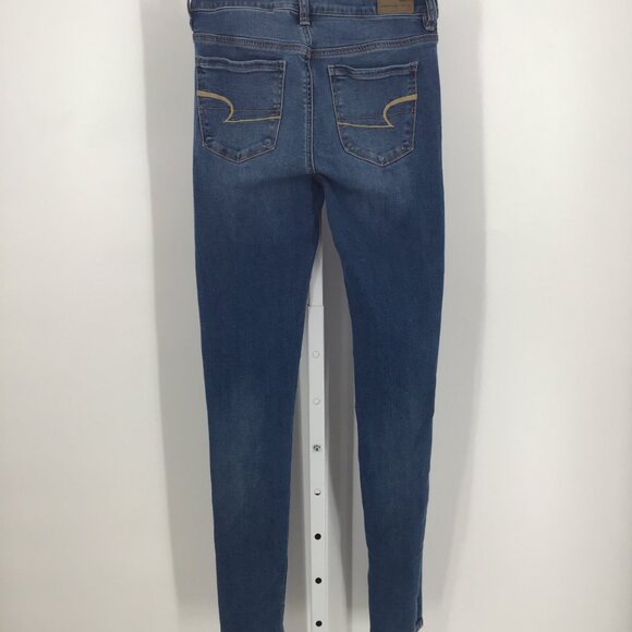AMERICAN EAGLE, Woman's, Stretch & Skinny, Blue Jeans, Size 4 Long - Picture 3 of 3